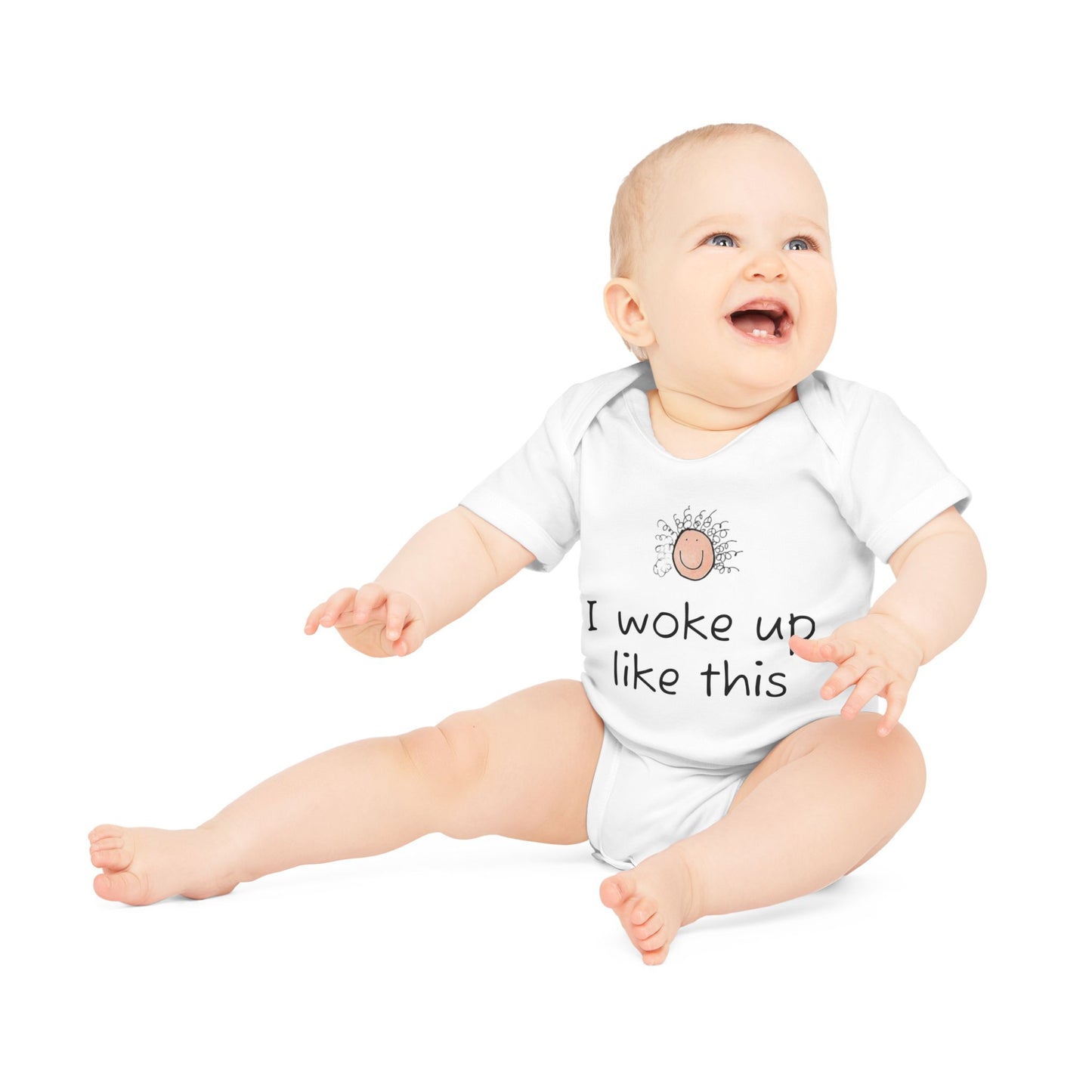 Baby Organic Short Sleeve Bodysuit, I woke up like this