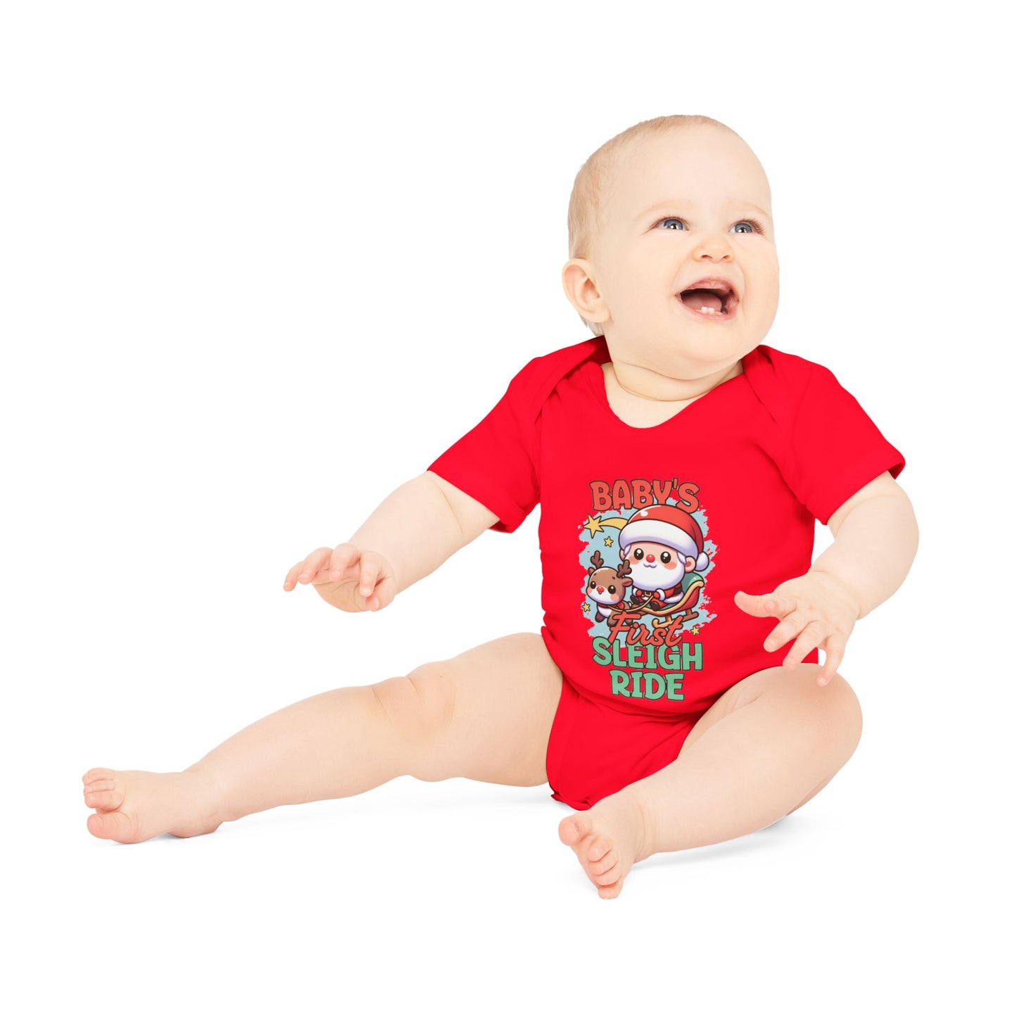 Baby Organic Bodysuit - "Santa's First Sleigh Ride"