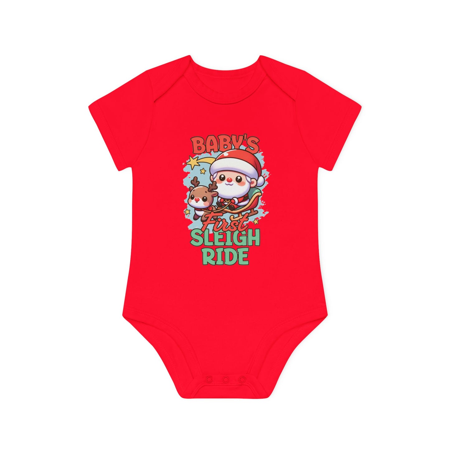 Baby Organic Bodysuit - "Santa's First Sleigh Ride"