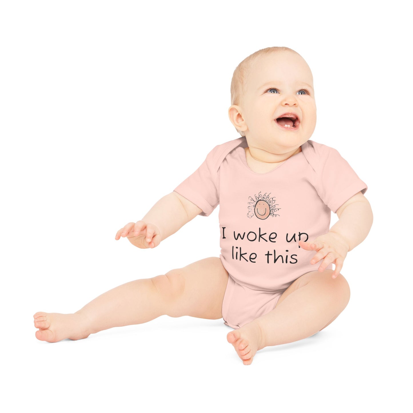 Baby Organic Short Sleeve Bodysuit, I woke up like this